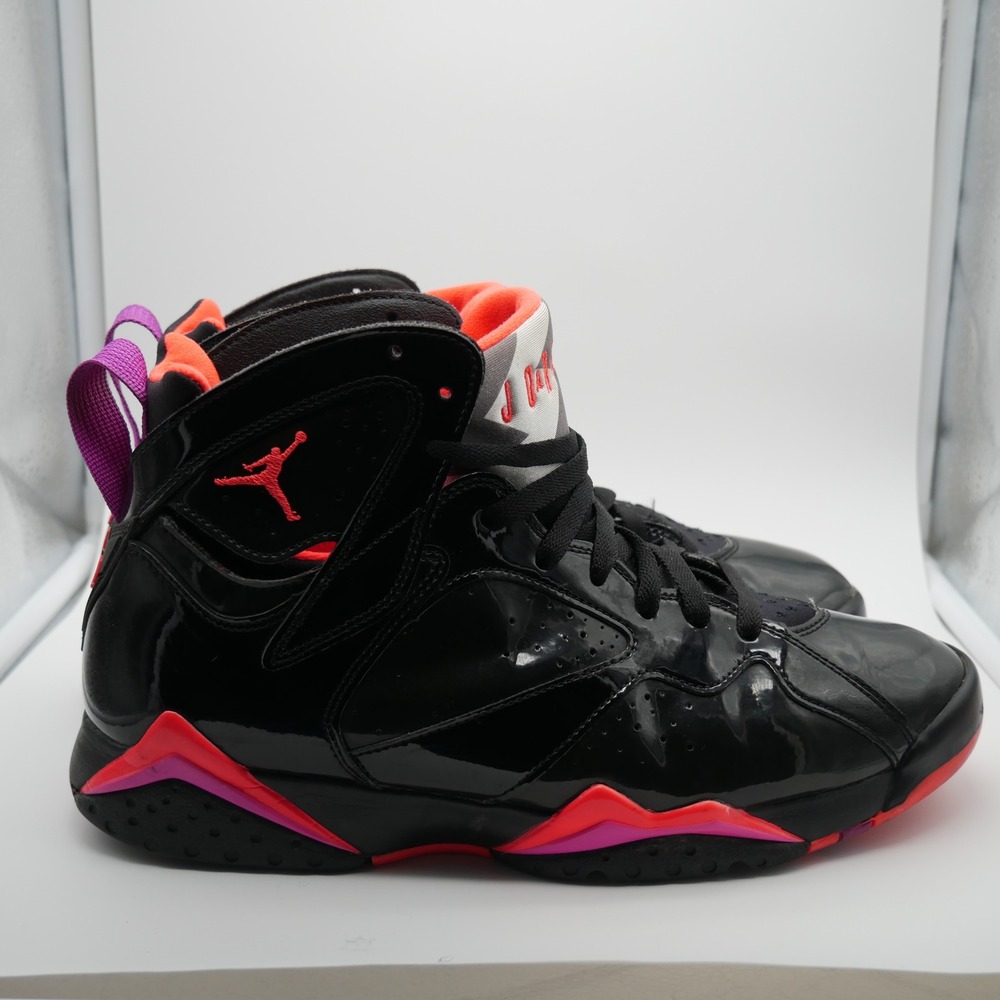Nike Air Jordan 7 Retro Black Patent Gloss Crimson 313358-006 Women Size 12